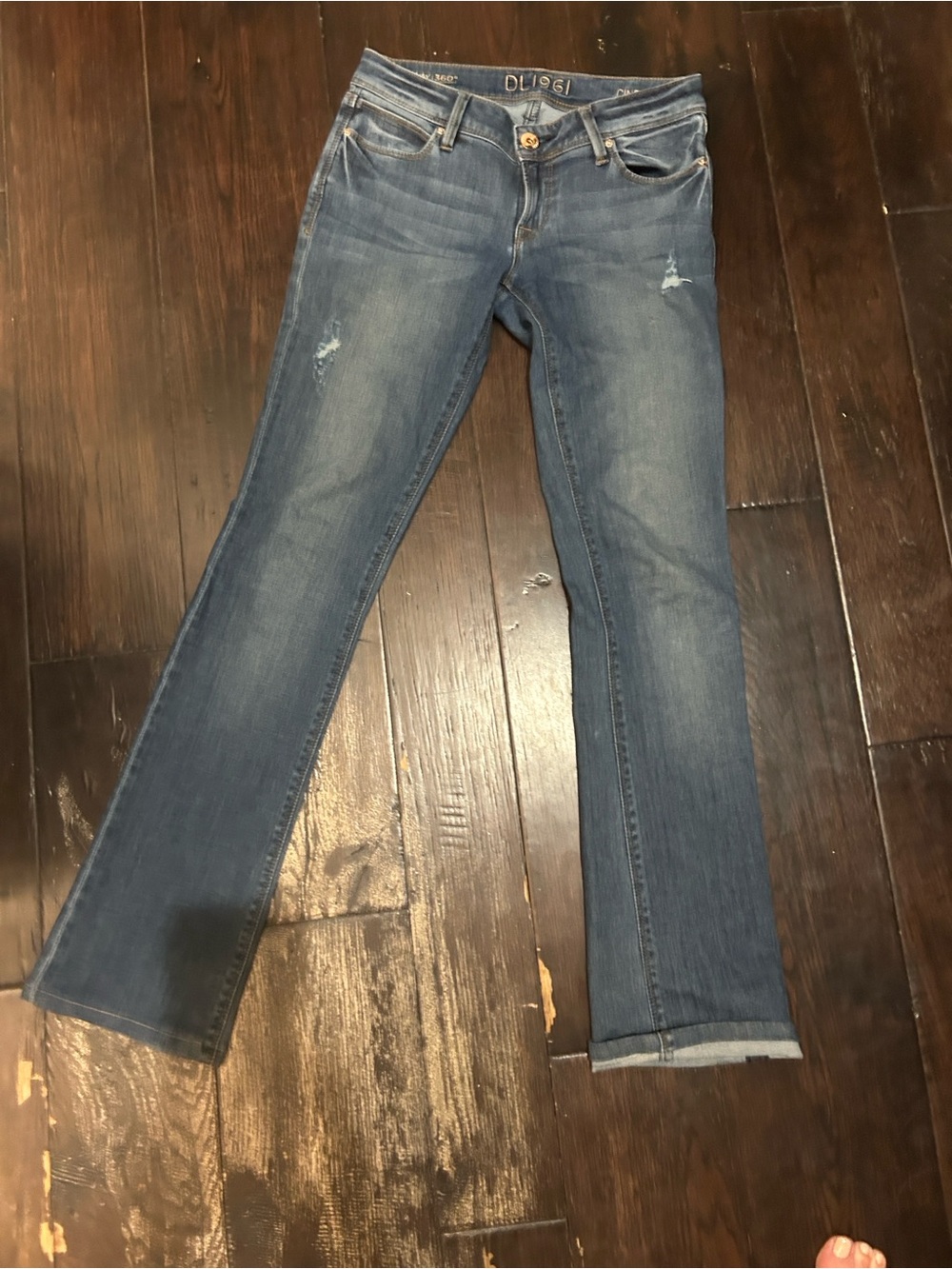 DL1961 Faded Blue Mid-Rise Bootcut Jeans